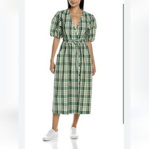$495 Derek Lam 10 Crossbody Tiana Green Plaid Dress P2P 22"